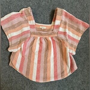 Madewell Texture & Thread Butterfly Top in Sherbet Stripe 100% Cotton Size Small